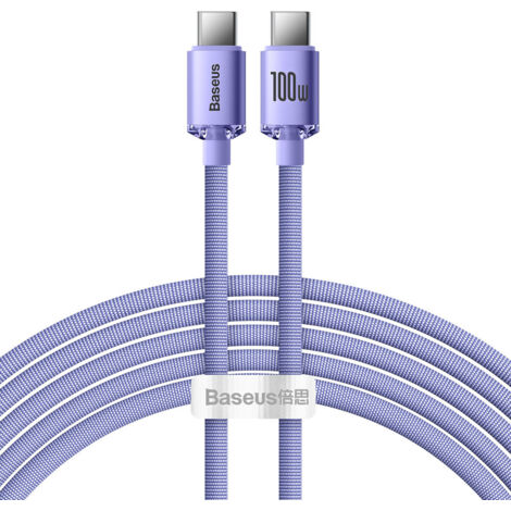 Cable para carga rápida y transferencia de datos USB-C USB-C 100W 2m morado