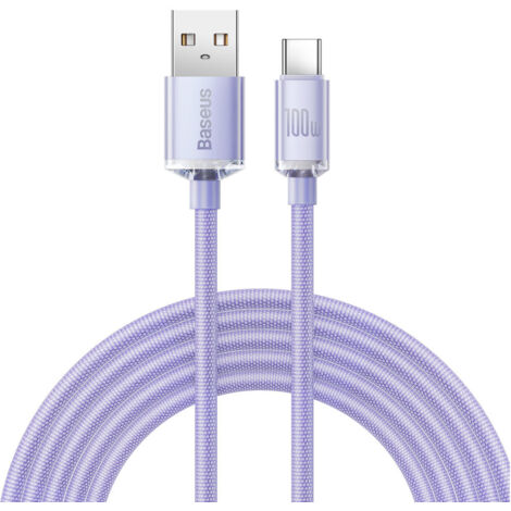 Cable para carga rápida y transferencia de datos USB USB-C 100W 2m morado