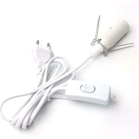 Cable para lámpara de sal con interruptor - E14 - 1,8 m - Portalámparas de sal, Blanco