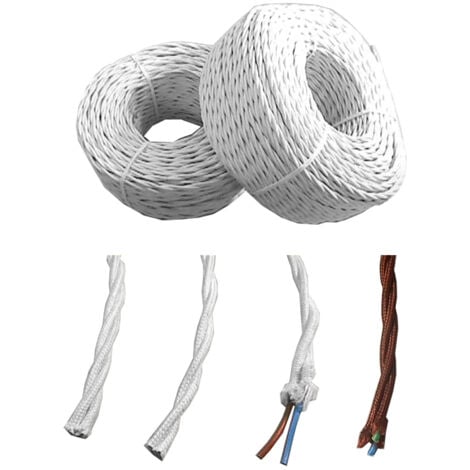 Cable paralelo textil trenzado h05vv-f 3 g 1,50 mm² blanco euro/m