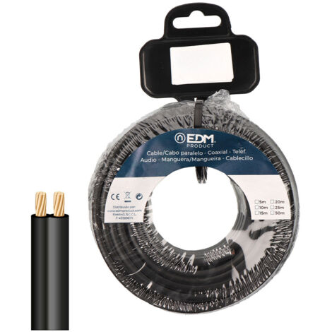 câble parallèle 2x0,75mm² noir 15m.