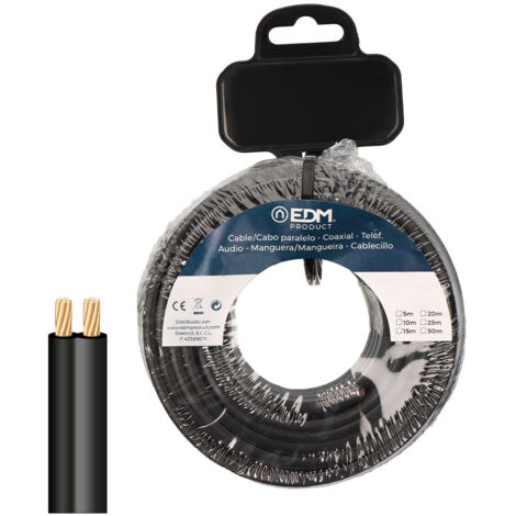 câble parallèle 2x0,75mm² noir 50m.
