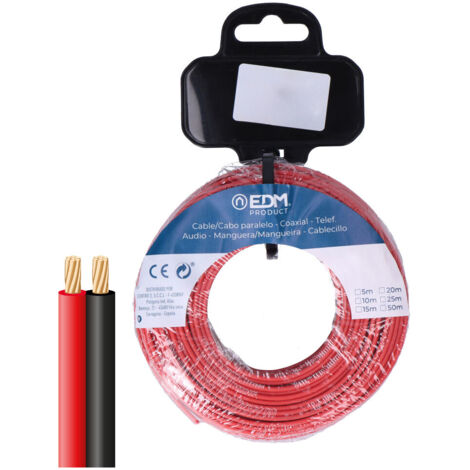 câble parallèle 2x1mm² rouge/noir 15m.