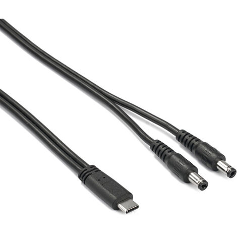 Câble PD vers DC, câble de charge rapide Type-C vers deux câbles 5,52,5 mm 20 V pour ordinateurs portables, fil conducteur PD, 1 mètre.
