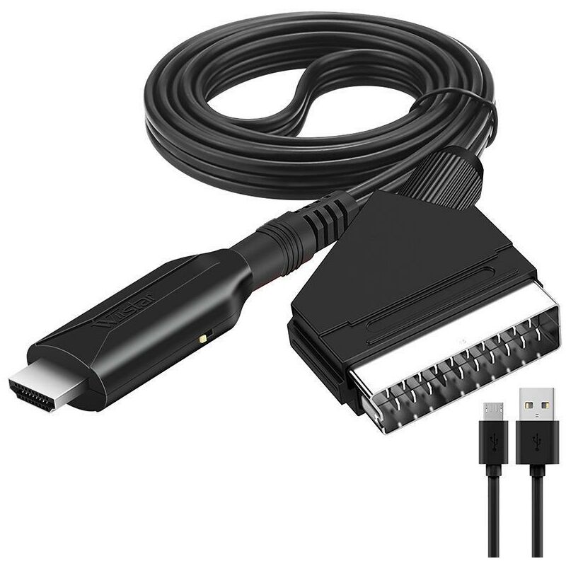 Câble péritel vers HDMI,Adaptateur péritel vers HDMI,Convertisseur audio vidéo péritel tout en un vers hdmi 1080p/720p