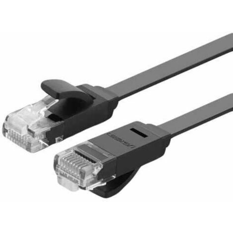 Cable plano Cable de red de Internet Cable de conexión Ethernet RJ45 Cat 6 UTP 1000Mbps 1m Negro