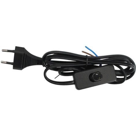 Câble plat avec interrupteur noir de 1,5 mètre