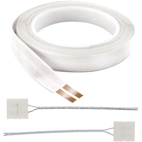 Câble plat électrique 23 AWG, 2 connecteurs, 10 m, 2 conducteurs, fil de cuivre, audio, LED, support adhésif, rallonge électrique - YKY41610m, adaptateur 4 inclus