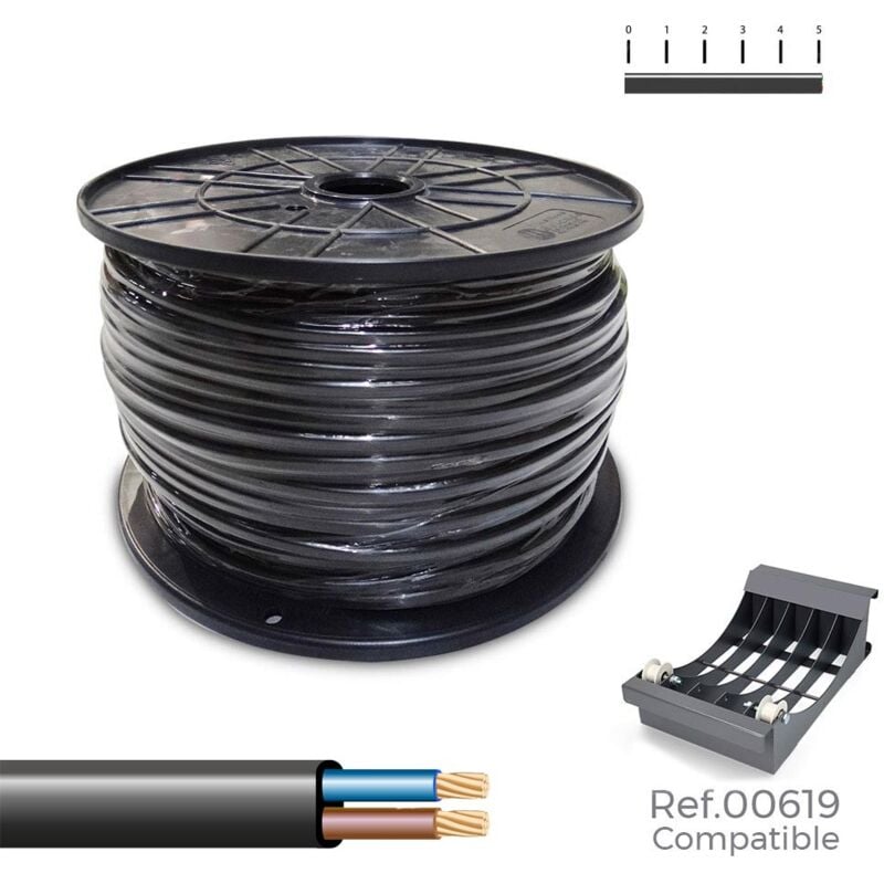 EDM - Tuyau plat h05vvh2-f 2 x 1.00 mm² noir 300 m. (grand rouleau)