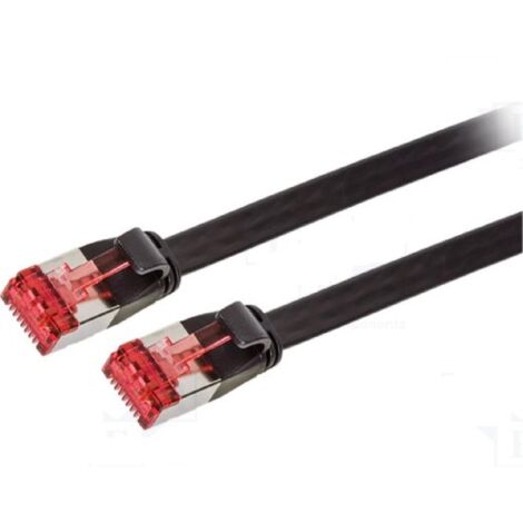 Cable plat RJ45 cat6 blinde UFTP 10m - Noir
