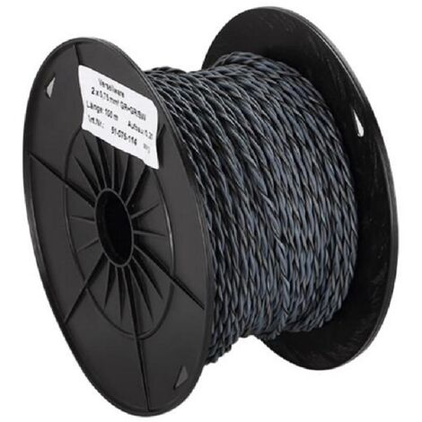 Cable pour enceinte torsade 2x0.75mm2 Gris-noir 100m