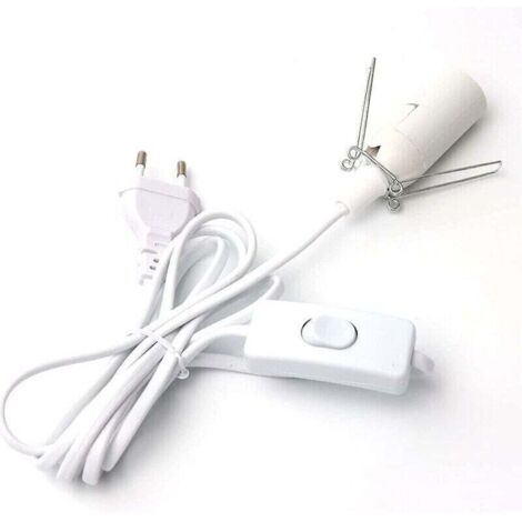 -Câble pour lampe à sel avec interrupteur - E14-1,8 m - Douille pour lampe de sel, Blanc