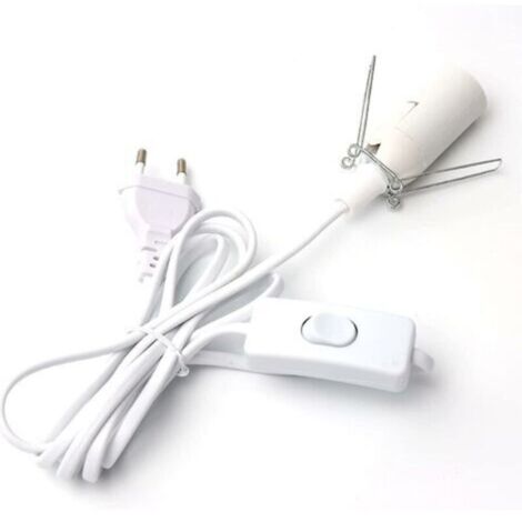 Câble pour lampe à sel avec interrupteur,E14,1,8 m,Douille pour lampe de sel, Blanc