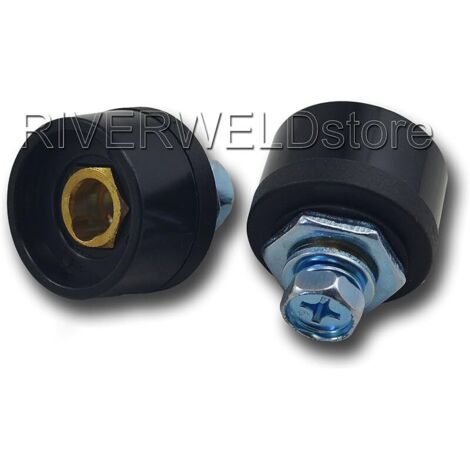 Câble pour Torche de Soudage TIG Prise du Connecteur de Soudage DKZ10-25 200A Connecteur Raccord Rapide style Dinse en Couleur Noire 2 pièces