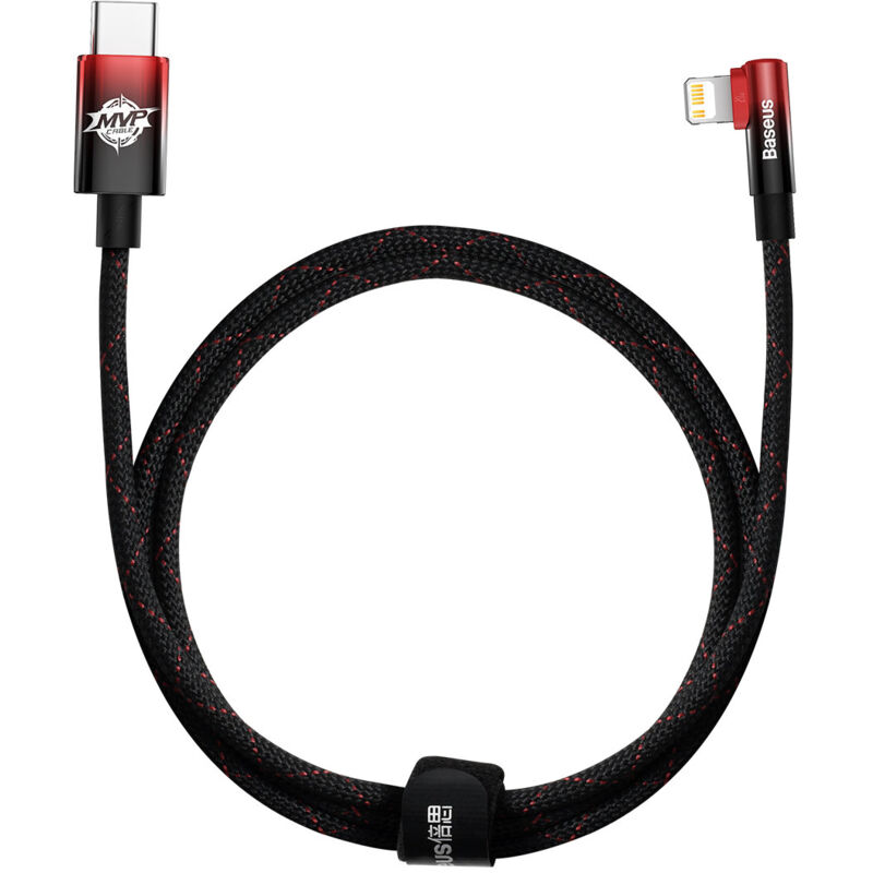 Câble Power Delivery coudé avec prise USB-C latérale Iphone Lightning 1m 20W rouge