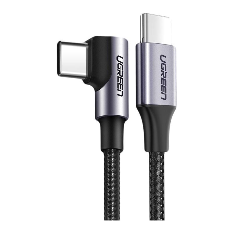 Ugreen - Câble Power Delivery usb-c coudé 60W 20V 3A 2m noir et gris