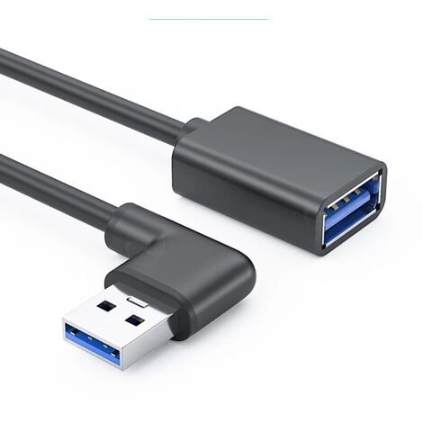 Cable prolongador USB 3.0 macho a hembra acodado 0.25 M Negro