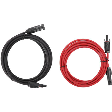 Câble PV pour panneau solaire, rallonge noir rouge avec connecteurs mâles et femelles, 3m