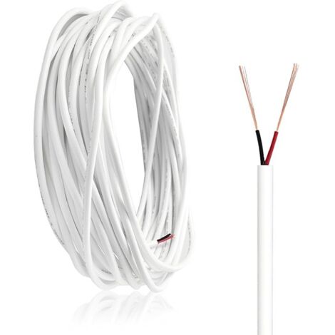 Câble PVC 2X0,25 blanc avec conducteurs rouges et noirs