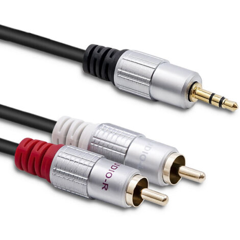 Cable Qoltec 2x RCA / Mini Jack 3,5 mm macho  2 m  Negro
