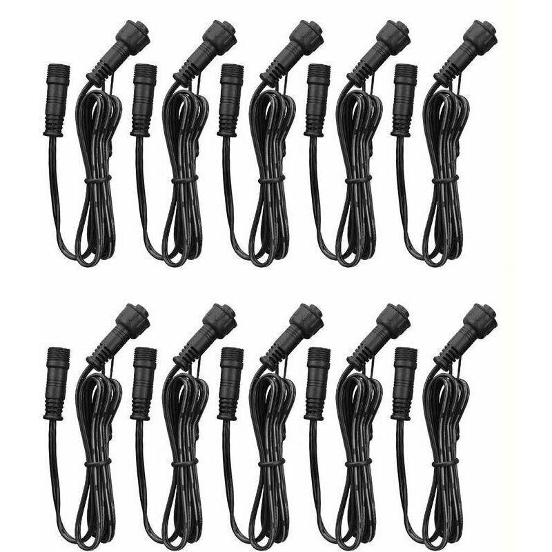 Cable Rallonge, 10 Pack, Pour Spots LED Encastrables,Etanche IP67,1M / 3.3Ft, 2Pin, avec connecteurs mâles et femelles