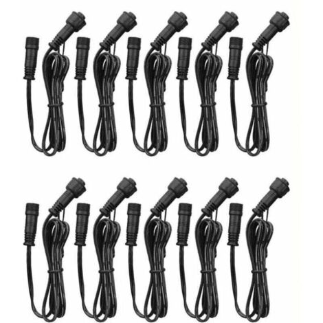 Cable Rallonge, 10 Pack, Pour Spots LED Encastrables,Etanche IP67,1M / 3.3Ft, 2Pin, avec connecteurs mâles et femelles