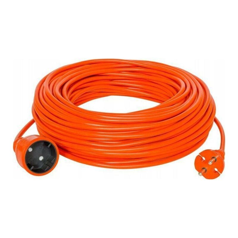 Rallonge de jardin de 20m 2x1 Orange, mobilité et sécurité, idéale pour l'extérieur et les outils électriques.
