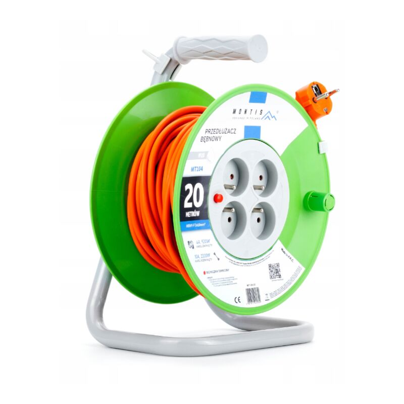 CABLE RALLONGE TAMBOUR 3x1.0 SUR TAMBOUR 2300W IP20 4 PRISES JARDIN 20M