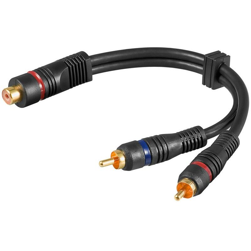 

Cable RCA 2 Machos A 1 RCA Hembra 0,2mts HQ