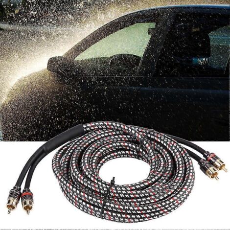 Câble RCA audio 4,8 m pour voiture, adaptateur stéréo amplificateur subwoofer, fil signal haut-parleur, connectique auto.