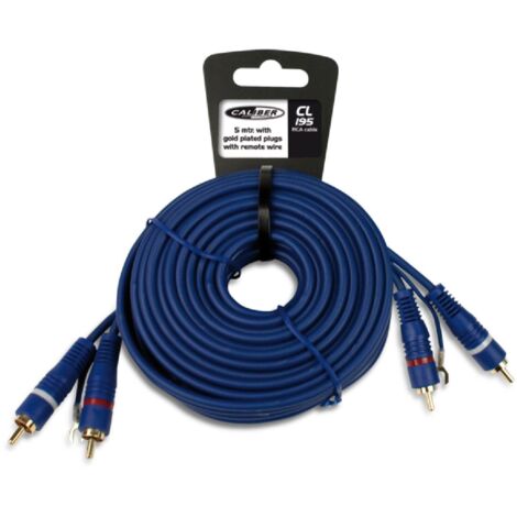 Câble RCA Stereo MM 5m – Prises dorées x2 – Blindage double pour connexion audio haute qualité – Compatible avec télécommande – Caliber