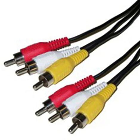 Câble audio vidéo rca, 3 x rca mâle à 3 x rca mâle rouge / blanc / jaune,  noir OPTEX Pas Cher 