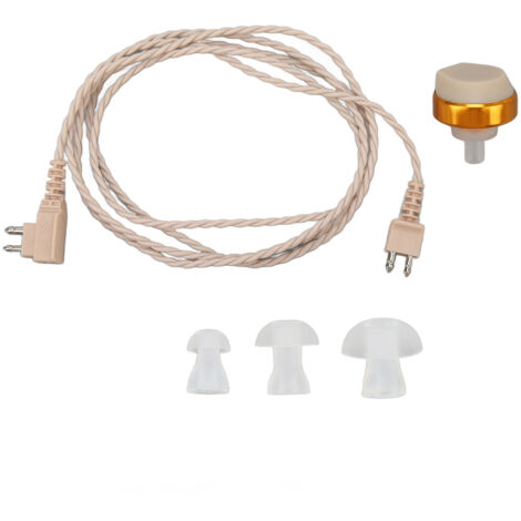Câble récepteur auditif 2 broches couleur chair avec embouts d'oreille et connecteurs 2 fils
