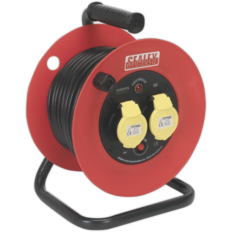 Sealey - CR12515 25m Heavy-Duty Cable Reel with Thermal Trip 2 x 110V