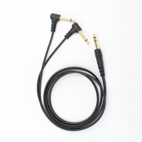 Câble répartiteur d'alimentation pour guitare plaqué or, stéréo mâle-mâle 6,35 mm vers 2 x mono 6,5 mm