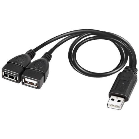 Câble répartiteur de charge en Y USB 2.0 A mâle vers double prise USB femelle --