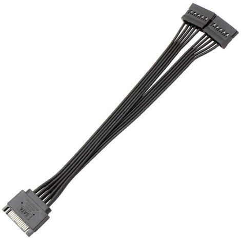 Câble répartiteur en Y gainé avec connecteurs d'alimentation SATA mâles à 15 broches vers doubles femelles - 22 cm