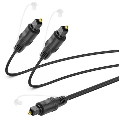 Câble répartiteur optique numérique 1 en 2 sorties - 1 m - Toslink Digital Fibre Optic Audio - 1 prise d'entrée et 2 sorties - Pour home cinéma, lecteur DVD, TV (1 fiche mâle vers 2 mâles)