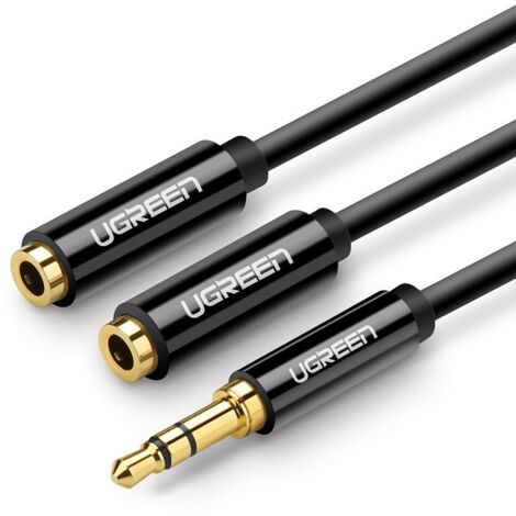 Câble répartiteur pour casque UGREEN mini jack 35 mm AUX 25 cm noir 20816