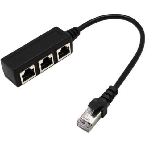 Câble répartiteur RJ45 - Non spécifié - 3 voies - Noir - Cordon de raccordement - Adaptateur Ethernet