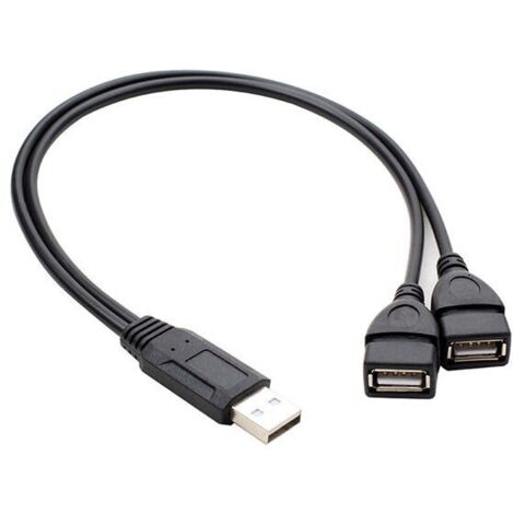 Câble répartiteur USB 2.0 mâle avec puce, 1 vers 2 femelles pour la charge et le transfert de données, 1 cm, deux connecteurs femelles.