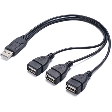 Câble répartiteur USB 2.0 mâle avec puce, 1 vers 3 femelles, pour la charge et le transfert de données, 1 cm, 3 connecteurs femelles