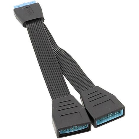 Câble répartiteur USB 3.0 19 broches (1 vers 2) pour carte mère - Finies les câbles encombrés - 15 cm