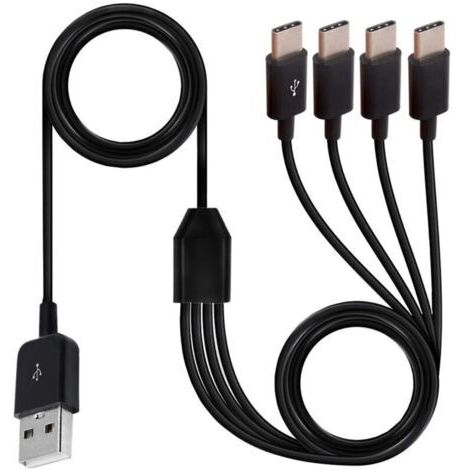 Câble répartiteur USB C Multi 4 en 1, USB 2.0 A mâle vers 4 prises mâles de type C, adaptateur de câble de charge de synchronisation 1 à 4 compatible avec mobile/Android 1,5 m (4 type C)
