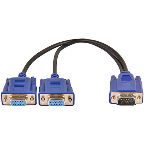 Câble répartiteur VGA tout cuivre pour moniteurs d'ordinateur (un connecteur mâle vers deux connecteurs femelles)