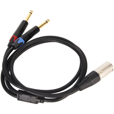Câble répartiteur XLR mâle vers double TS 6,35 mm en Y, adapté aux microphones et adaptateurs audio, 2 mètres.