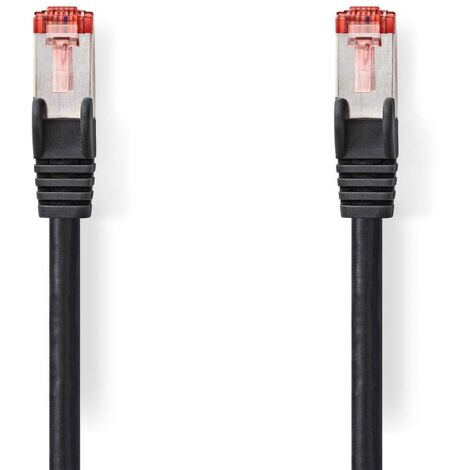 Câble réseau CAT6 RJ45 Male RJ45 Male S/FTP 1.00 m Rond LSZH Noir Label