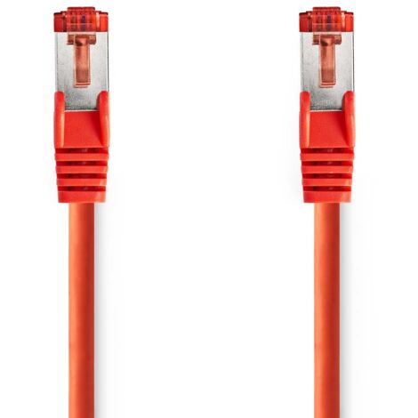 Câble réseau CAT6 RJ45 Male RJ45 Male S/FTP 3.00 m Rond LSZH Rouge Label