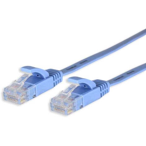 Câble réseau/ethernet Plat RJ45 LAN mâle/mâle Cat6  bleu avec blindage UTP 10 mètres - SEDEA - 913079
