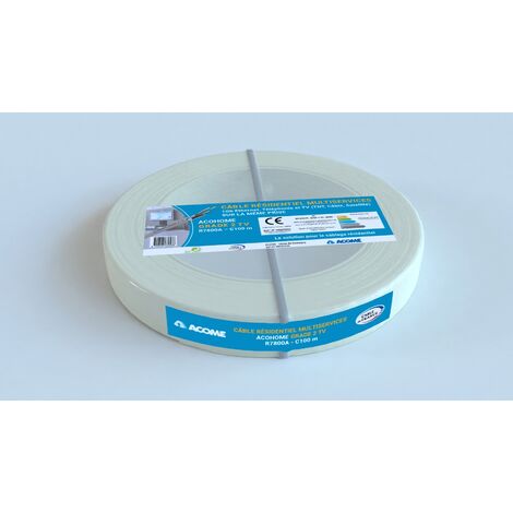 cable réseau - grade 2tv - lsoh-fr - 4 paires - couronne de 100 mètres - ivoire - cca - acome r7800a05